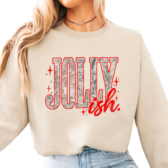 Jolly Ish camo Christmas sweatshirt for women, Sand