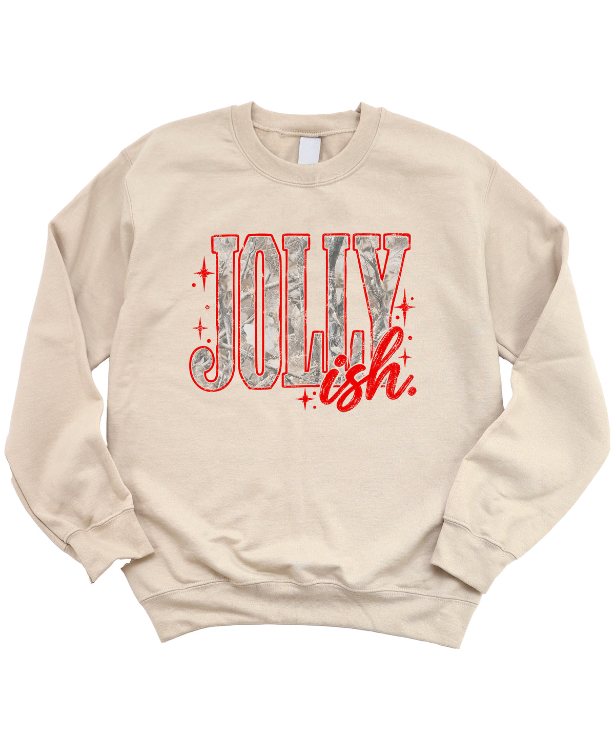 Jolly Ish camo Christmas sweatshirt for women, Sand
