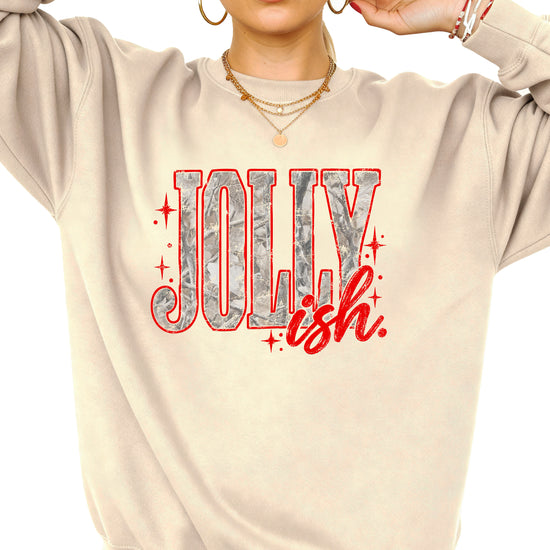 Jolly Ish camo Christmas sweatshirt for women, Sand