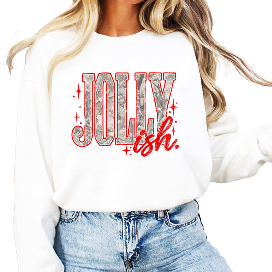 Jolly Ish camo Christmas sweatshirt for women, White