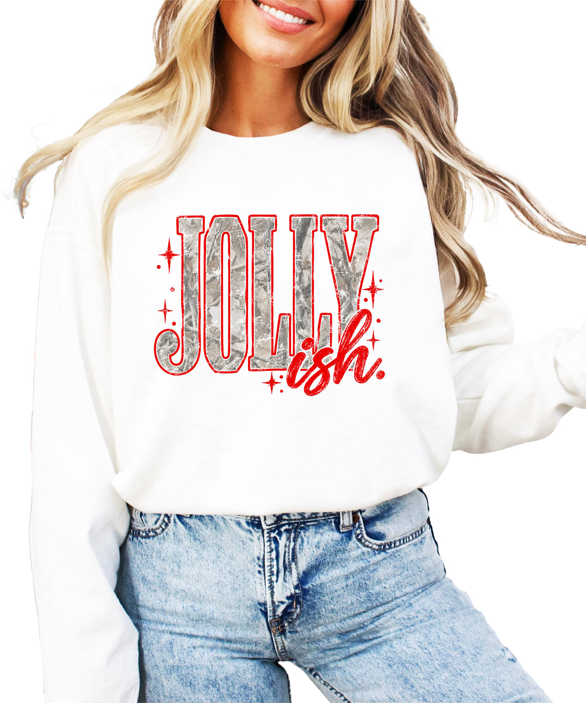 Jolly Ish camo Christmas sweatshirt for women, White