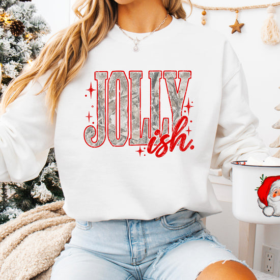 Jolly Ish camo Christmas sweatshirt for women, White