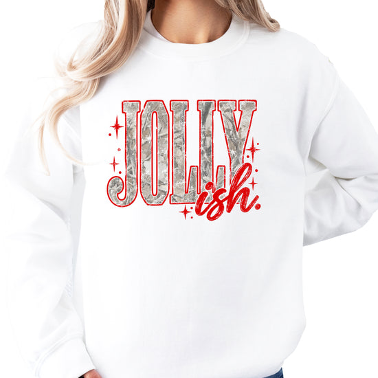 Jolly Ish camo Christmas sweatshirt for women, White
