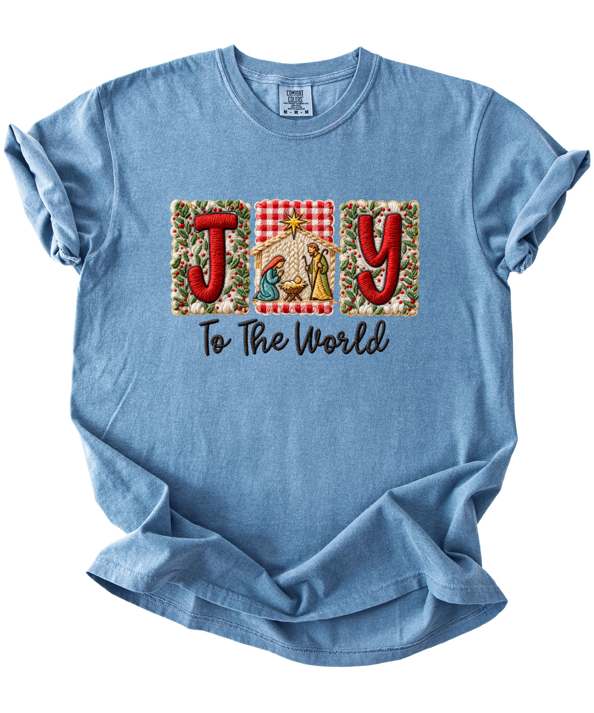 Joy to the World Nativity Christmas Comfort Colors Tee