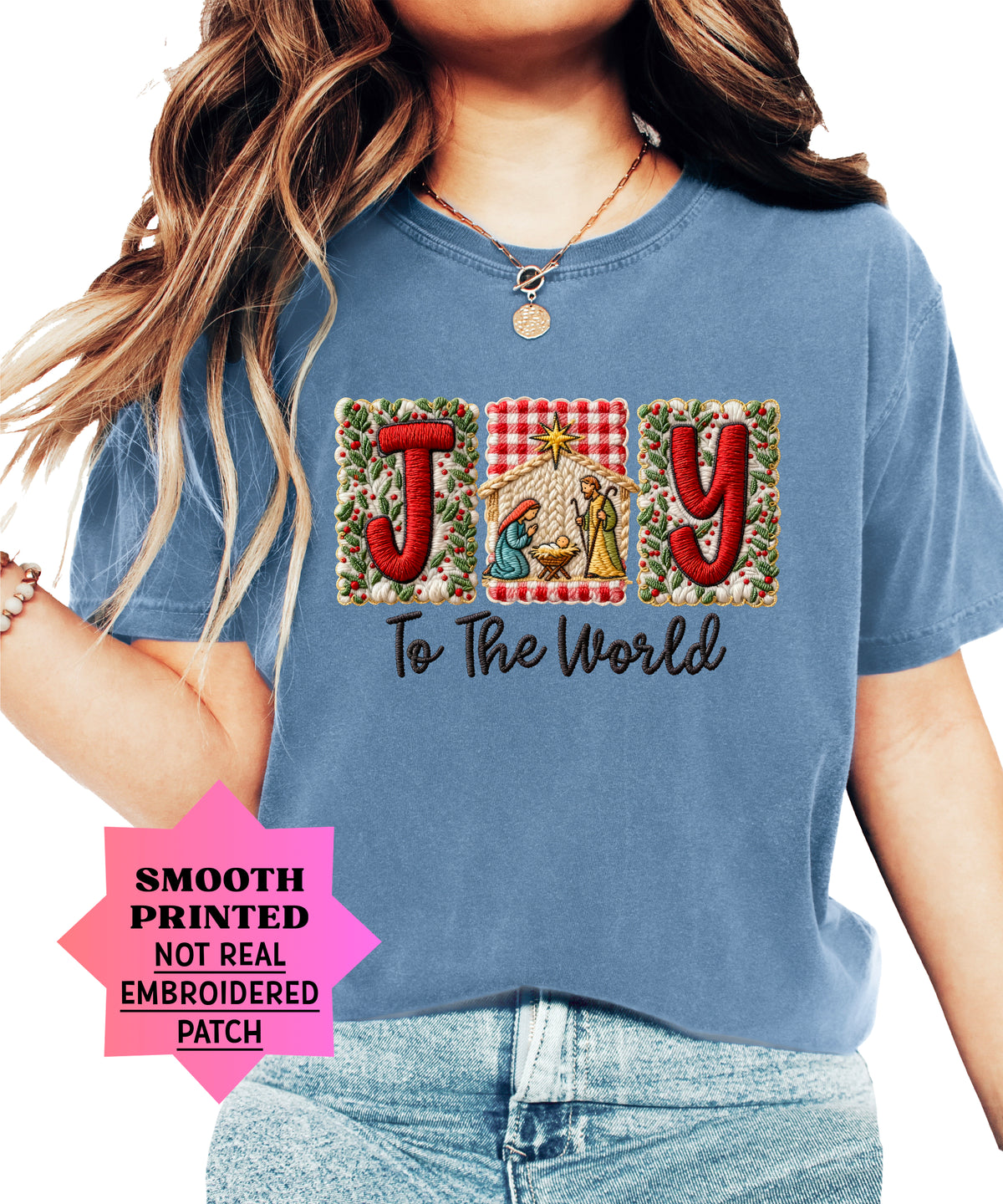 Joy to the World Nativity Christmas Comfort Colors Tee