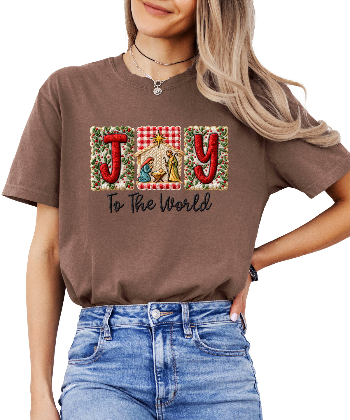 Joy to the World Nativity Christmas Comfort Colors Tee