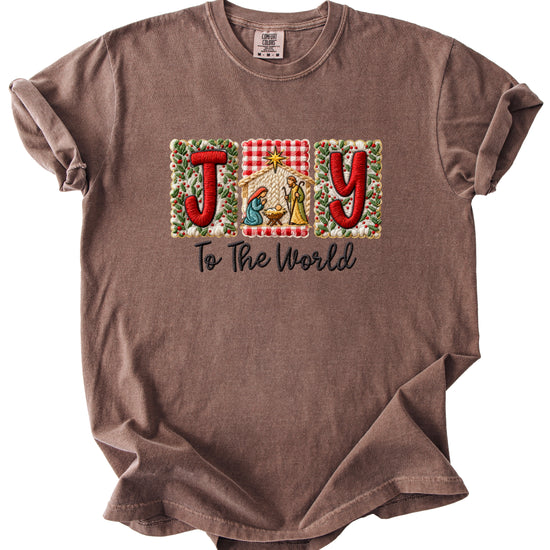 Joy to the World Nativity Christmas Comfort Colors Tee