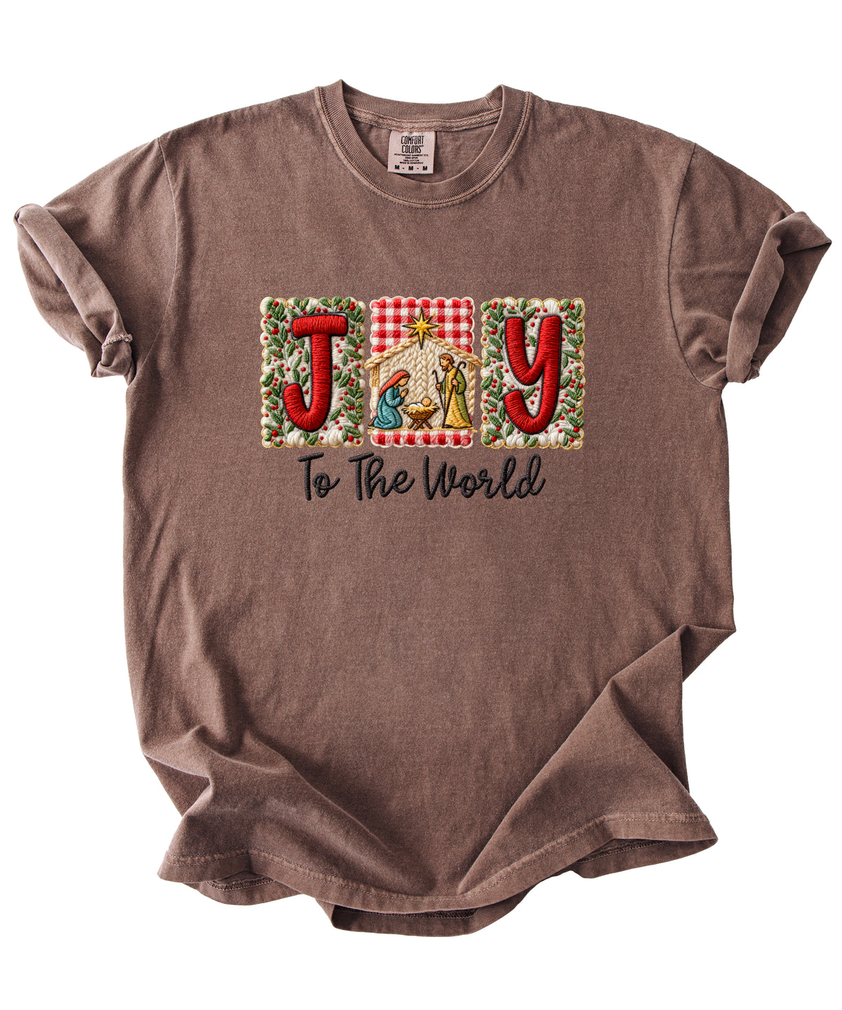 Joy to the World Nativity Christmas Comfort Colors Tee