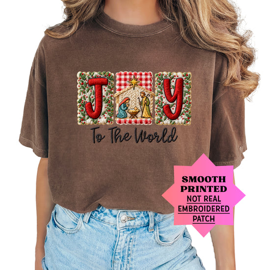 Joy to the World Nativity Christmas Comfort Colors Tee