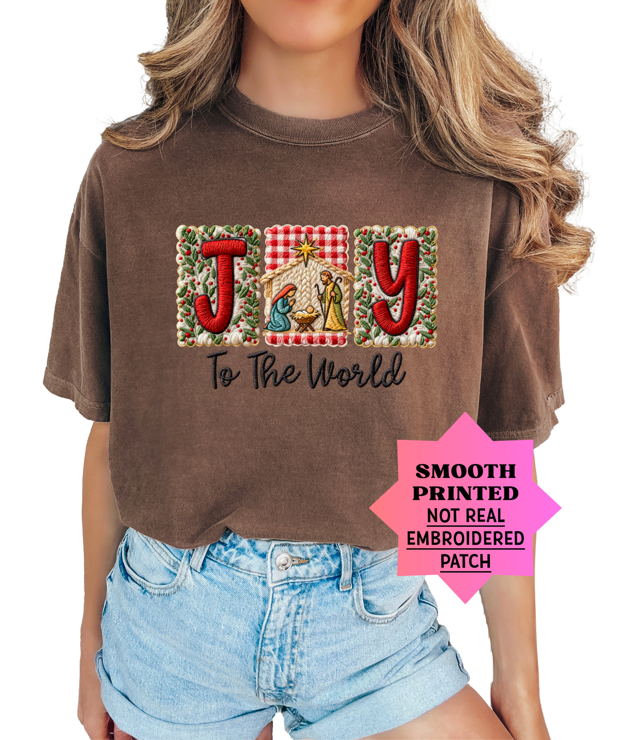 Joy to the World Nativity Christmas Comfort Colors Tee