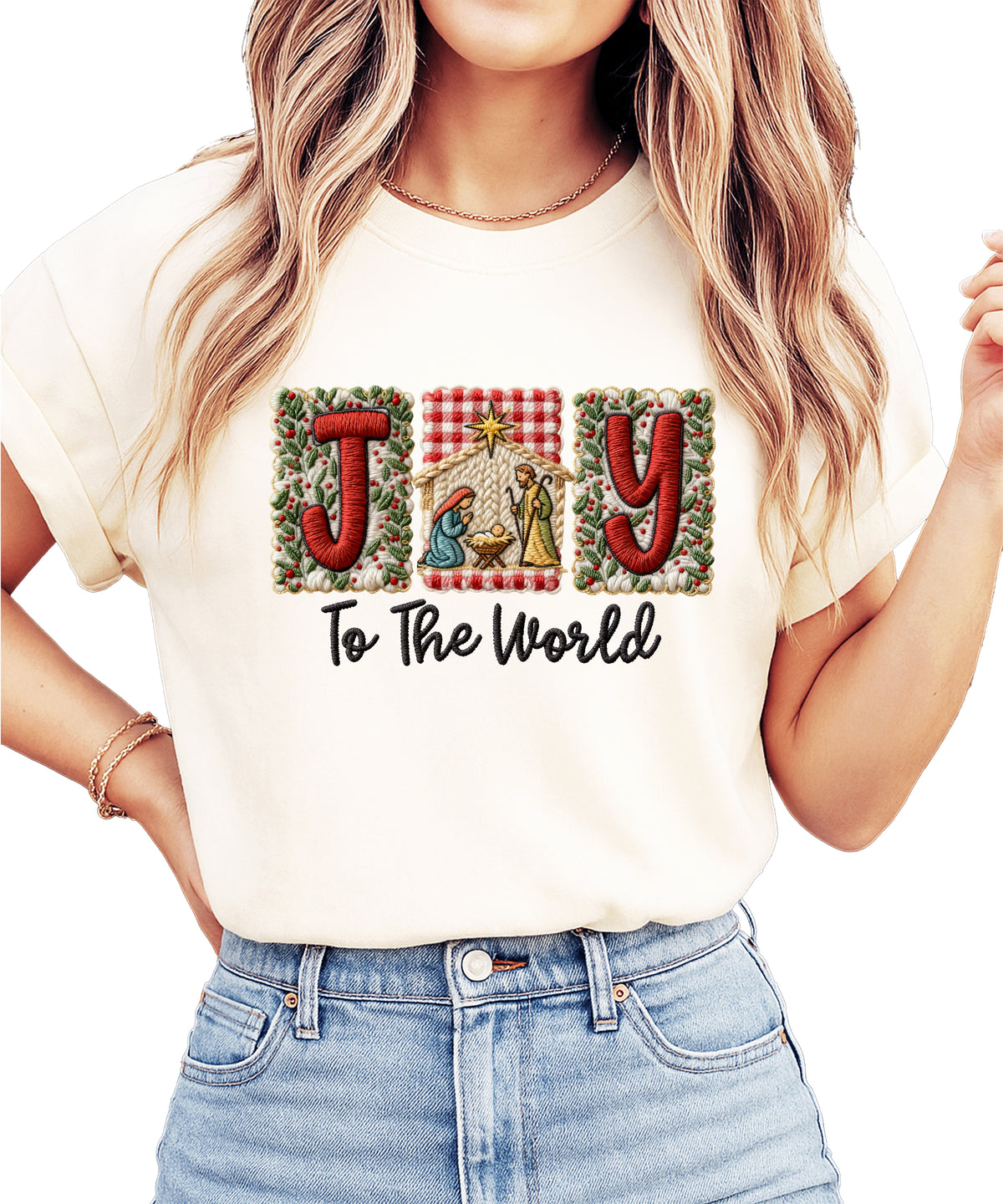 Joy to the World Nativity Christmas Comfort Colors Tee