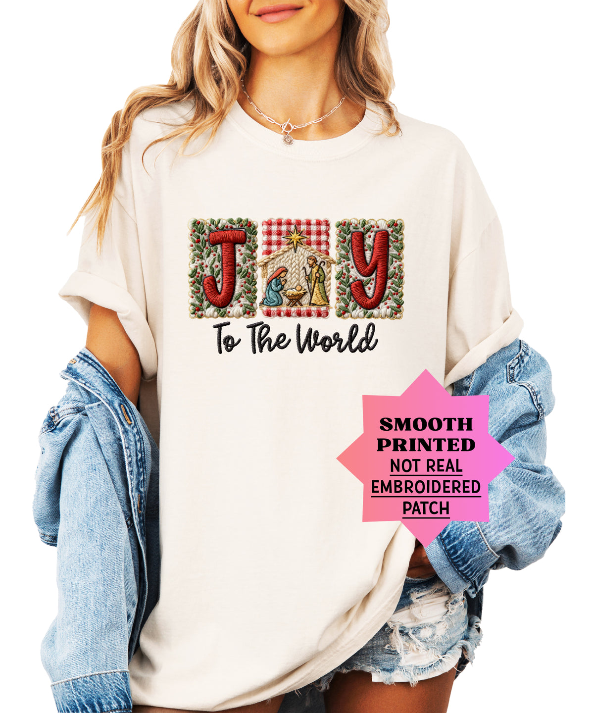 Joy to the World Nativity Christmas Comfort Colors Tee