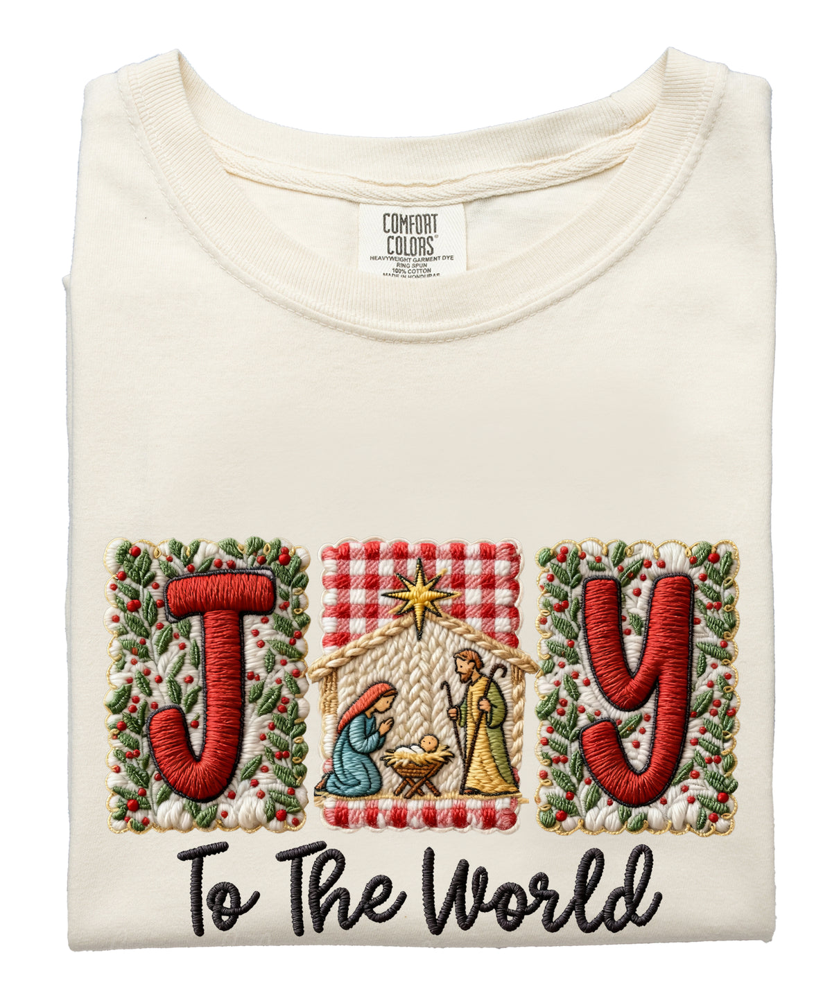 Joy to the World Nativity Christmas Comfort Colors Tee