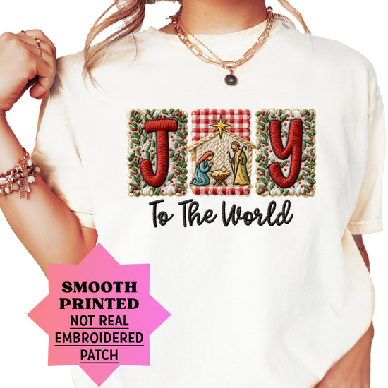 Joy to the World Nativity Christmas Comfort Colors Tee