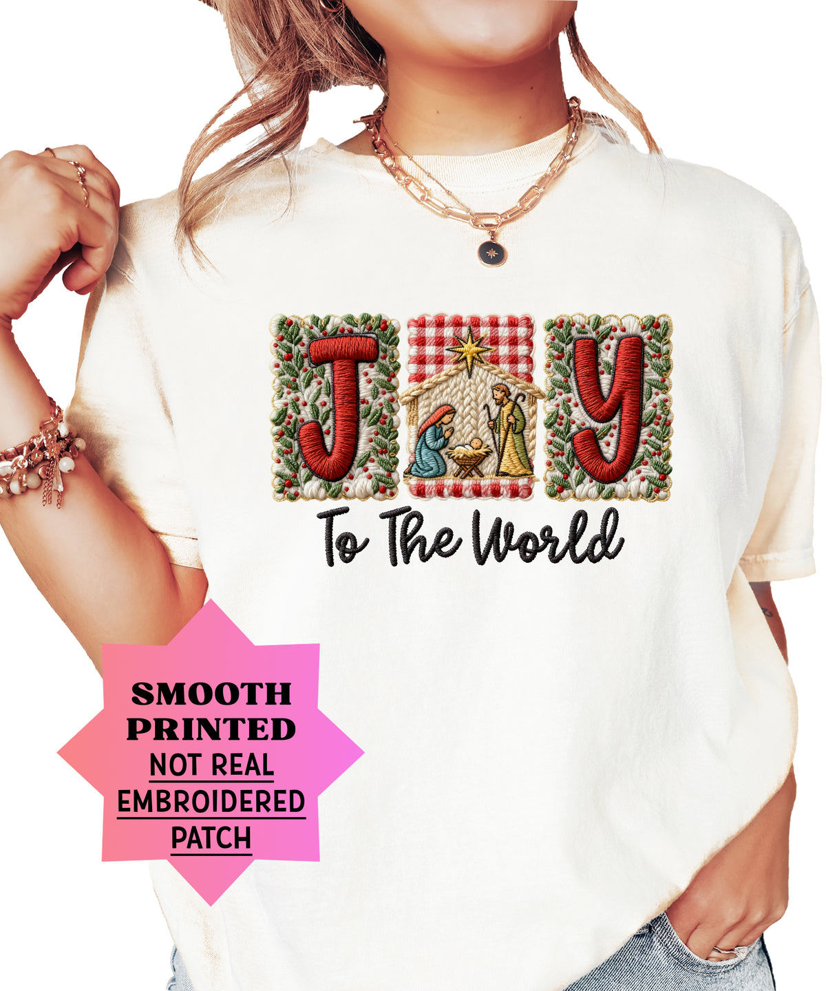 Joy to the World Nativity Christmas Comfort Colors Tee