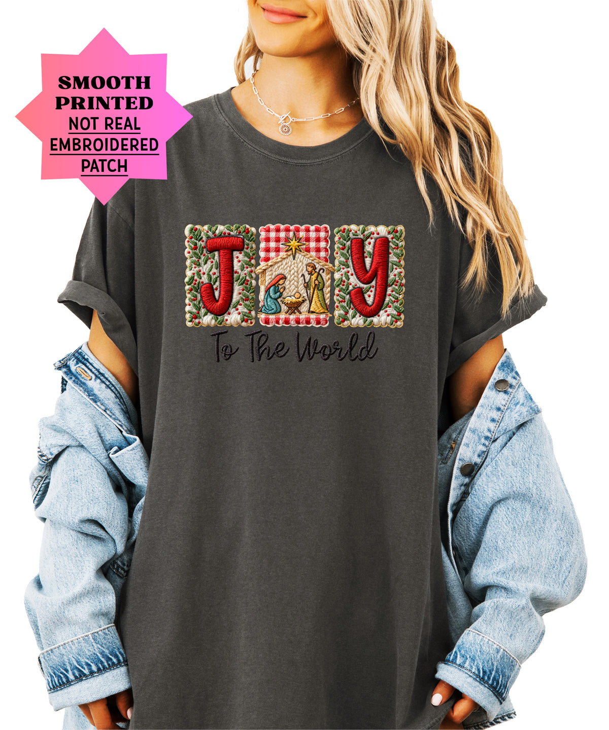 Joy to the World Nativity Christmas Comfort Colors Tee