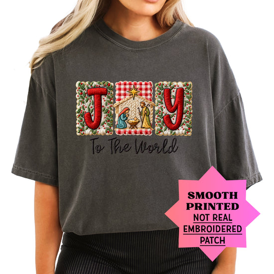 Joy to the World Nativity Christmas Comfort Colors Tee