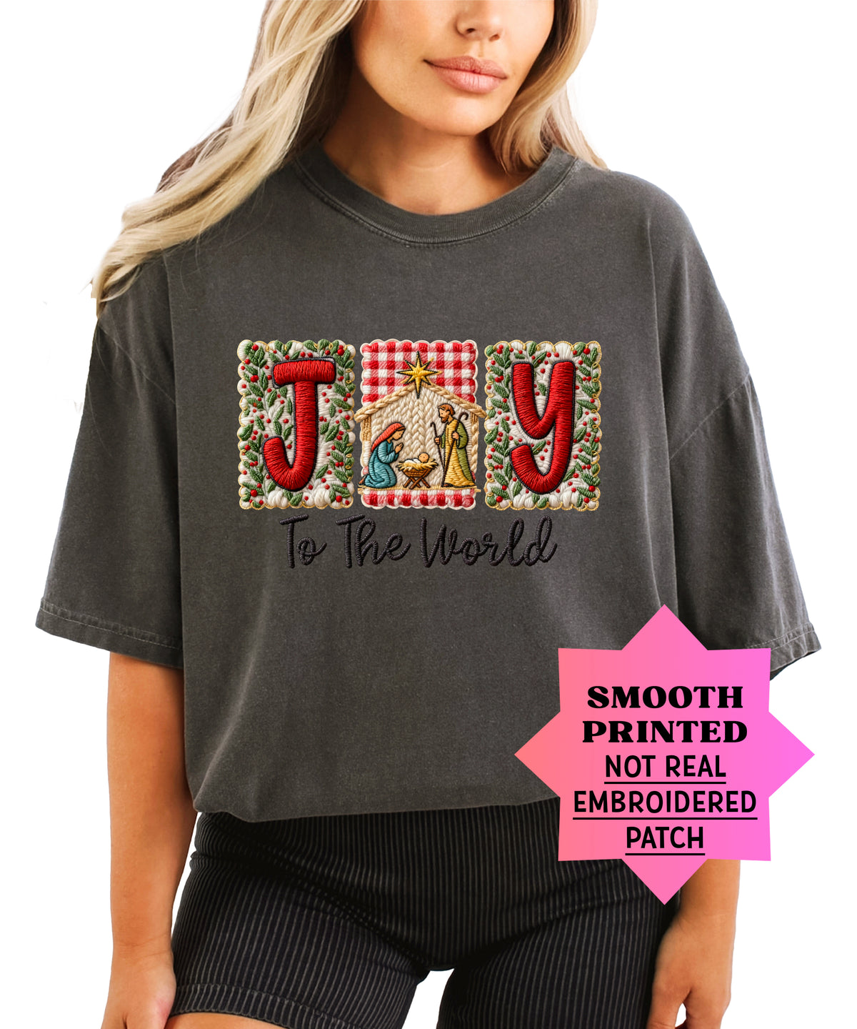 Joy to the World Nativity Christmas Comfort Colors Tee
