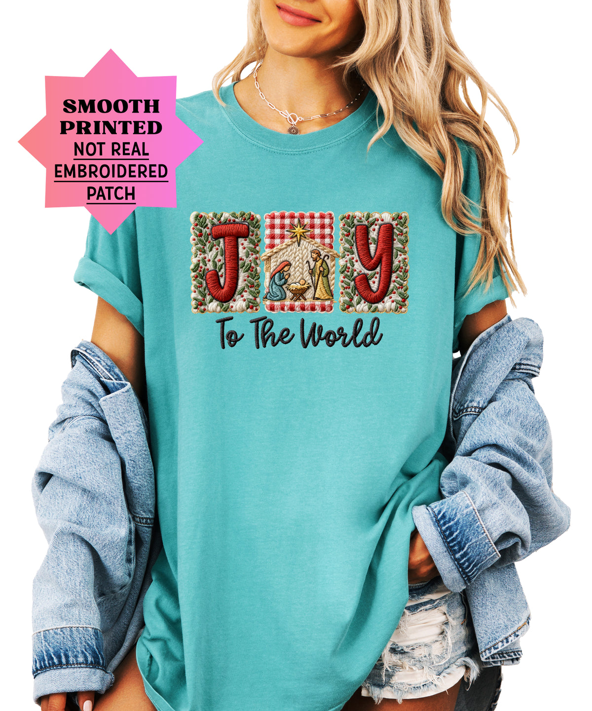 Joy to the World Nativity Christmas Comfort Colors Tee