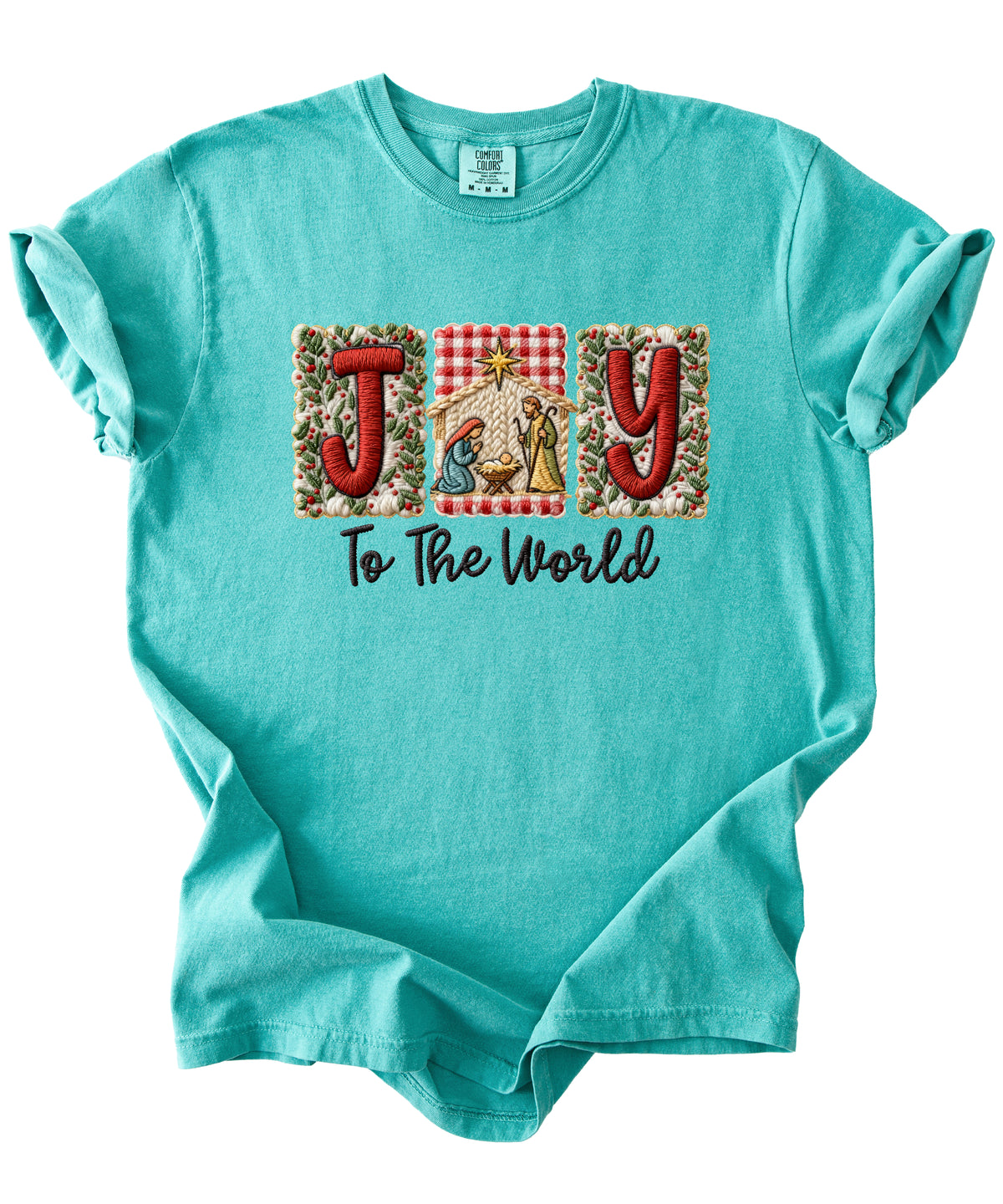 Joy to the World Nativity Christmas Comfort Colors Tee