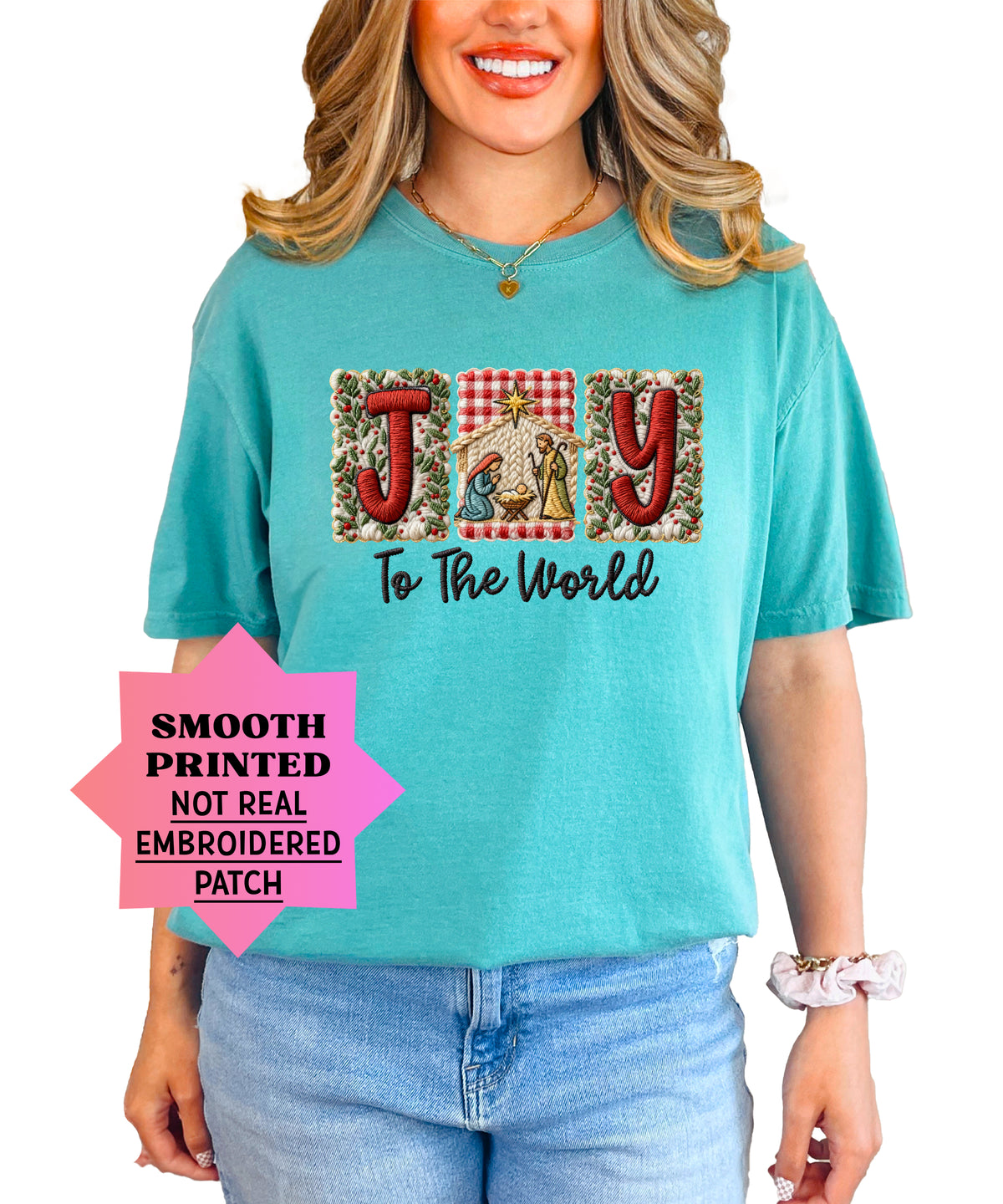 Joy to the World Nativity Christmas Comfort Colors Tee