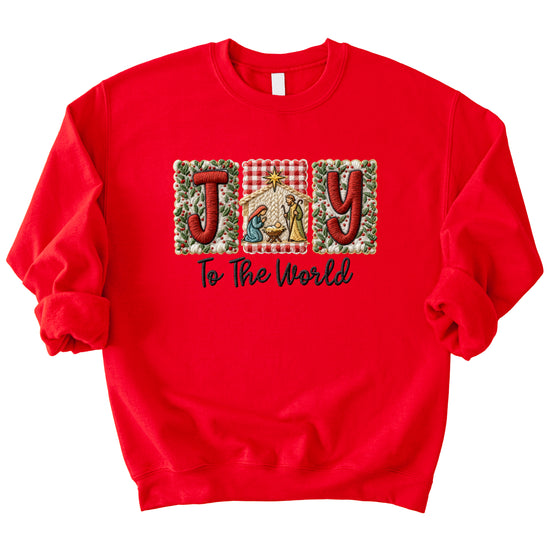 Joy to the World Christian Christmas Sweatshirt Red