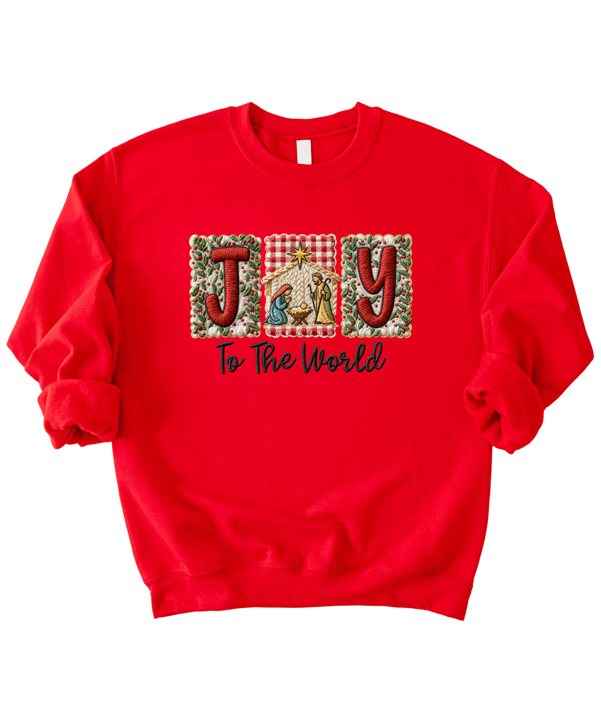 Joy to the World Christian Christmas Sweatshirt Red