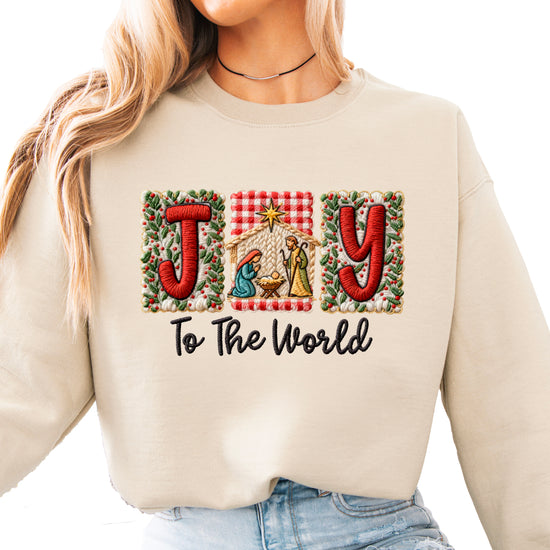 Joy to the World Christian Christmas Sweatshirt Sand