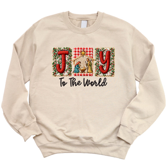 Joy to the World Christian Christmas Sweatshirt Sand