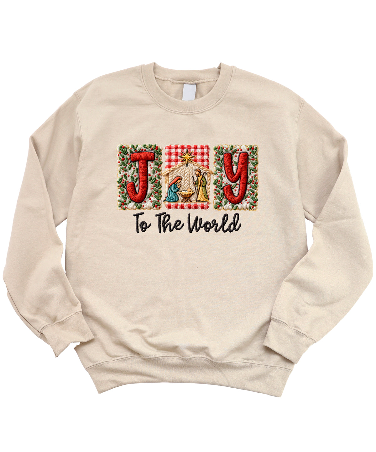 Joy to the World Christian Christmas Sweatshirt Sand