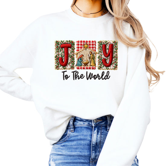 Joy to the World Christian Christmas Sweatshirt White