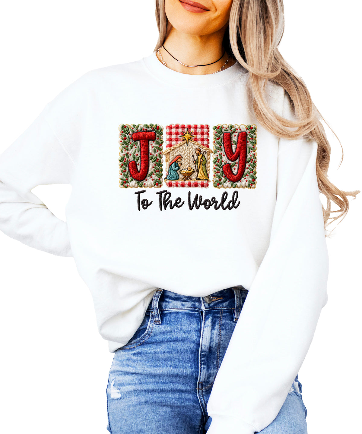 Joy to the World Christian Christmas Sweatshirt White