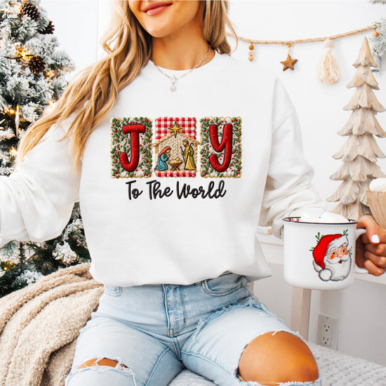 Joy to the World Christian Christmas Sweatshirt White