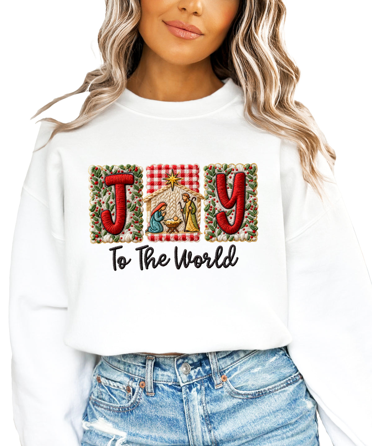 Joy to the World Christian Christmas Sweatshirt White