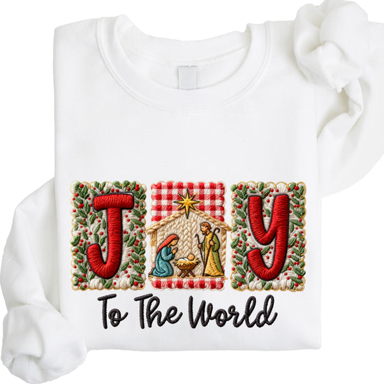Joy to the World Christian Christmas Sweatshirt White