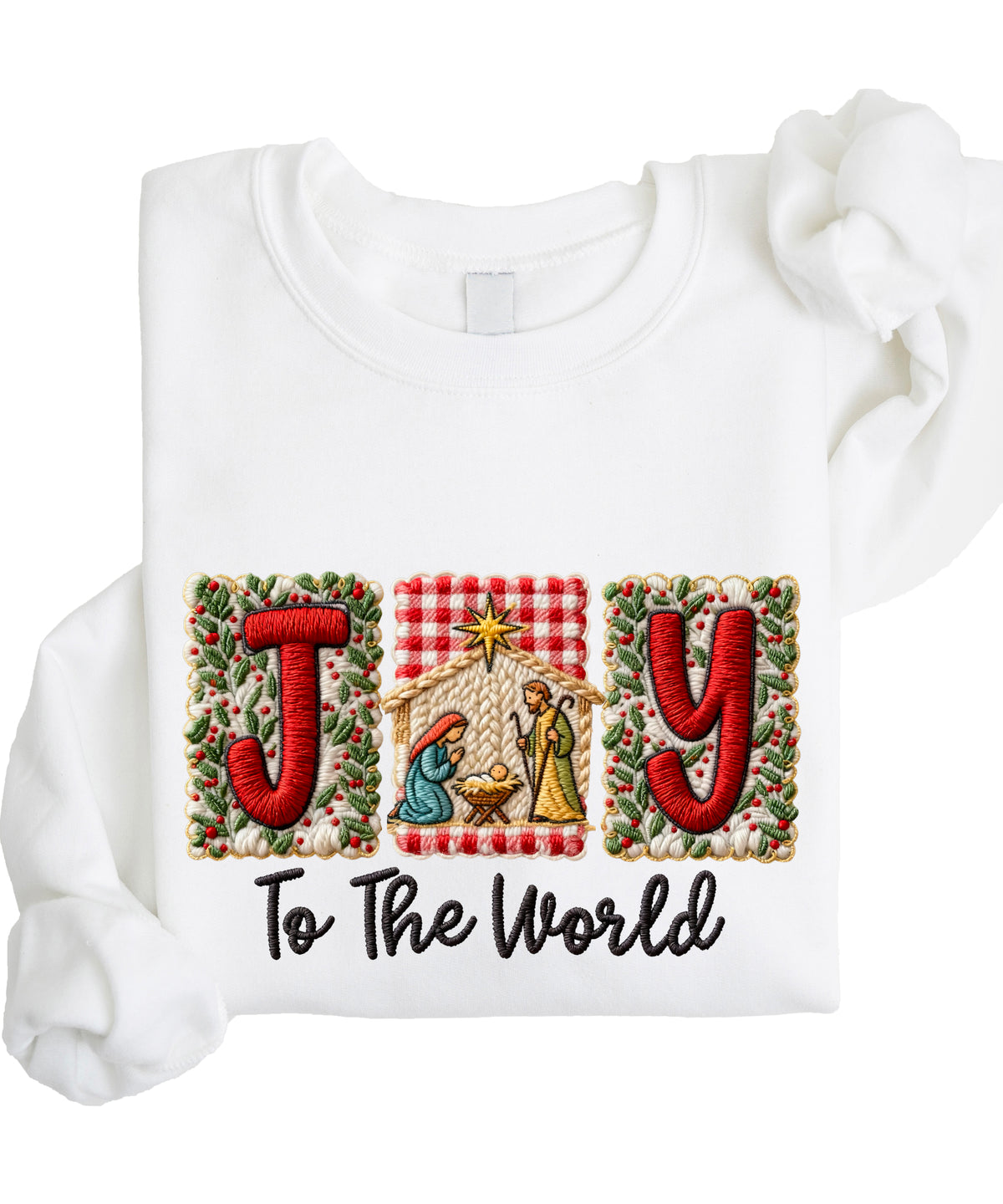 Joy to the World Christian Christmas Sweatshirt White
