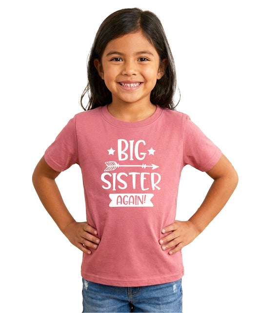 Big Sister Again Arrow Sibling Announcement Shirt Girls