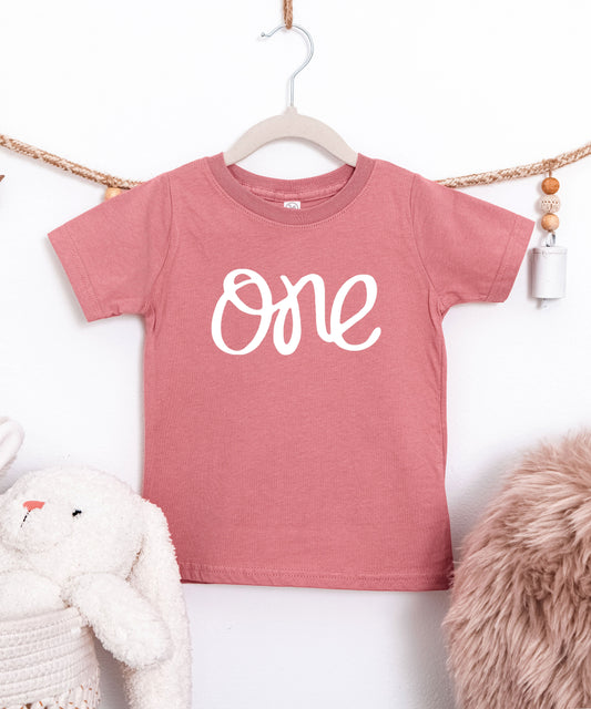 White on Mauve One first birthday shirt for baby girls - view 2