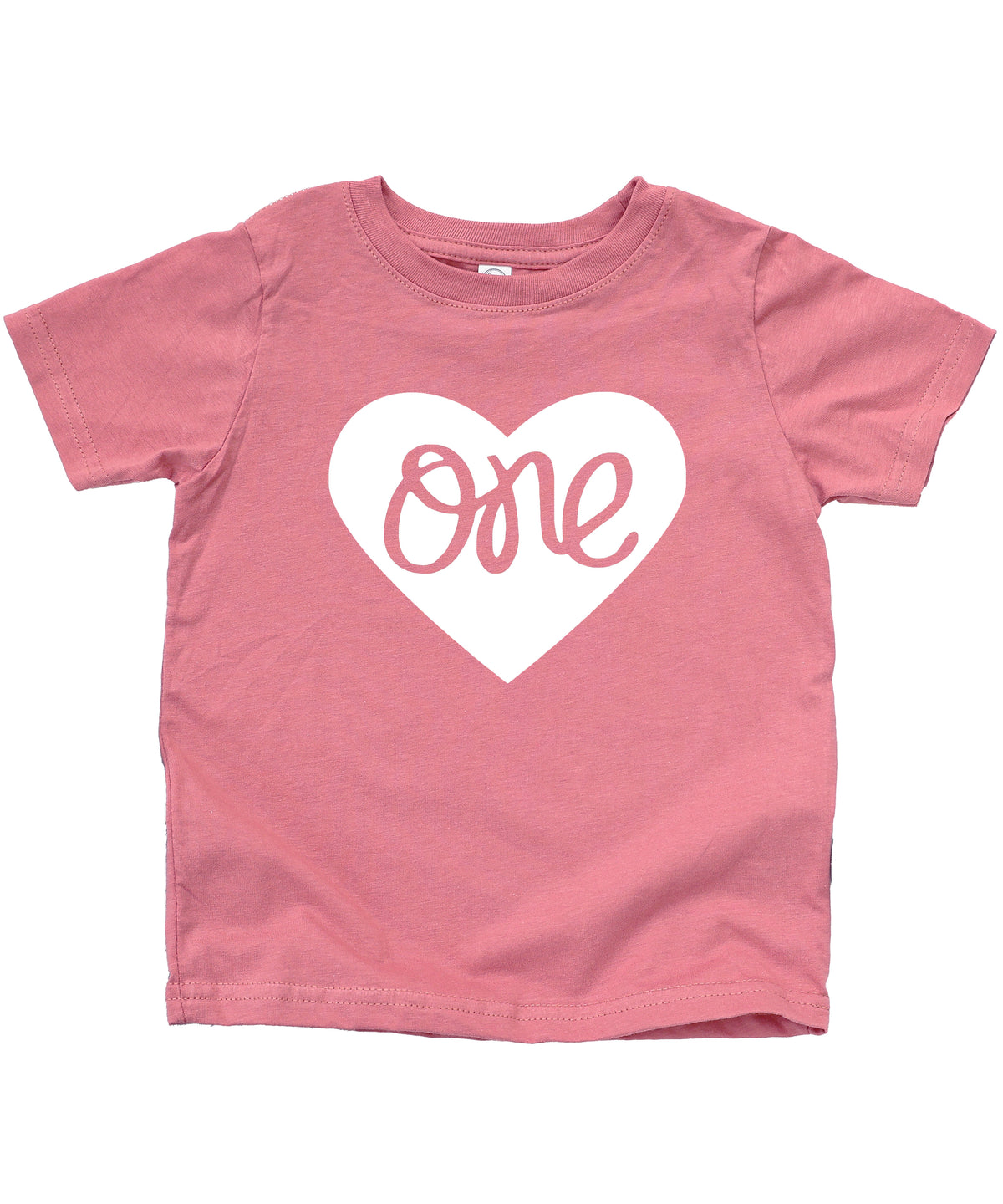 One in a Heart girls first birthday shirt, White on Mauve, additional view 2