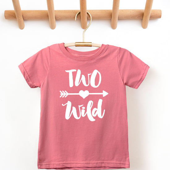 Two Wild 2nd birthday toddler girls shirt, white on mauve, image 2