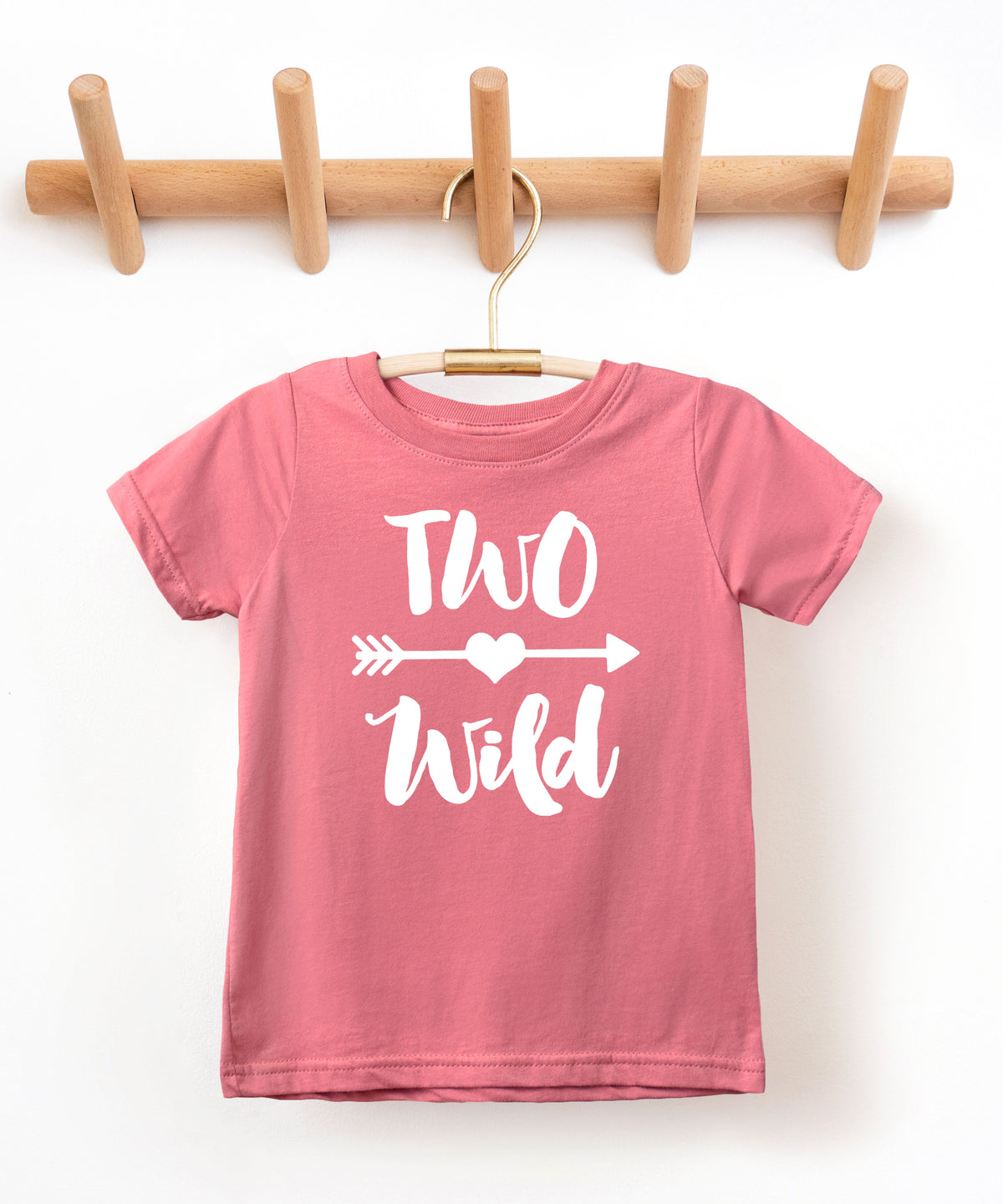 Two Wild 2nd birthday toddler girls shirt, white on mauve, image 2