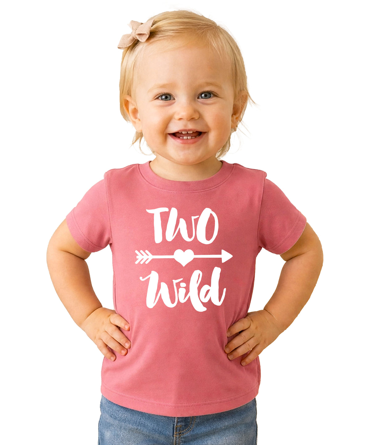 Two Wild 2nd birthday toddler girls shirt, white on mauve, image 3