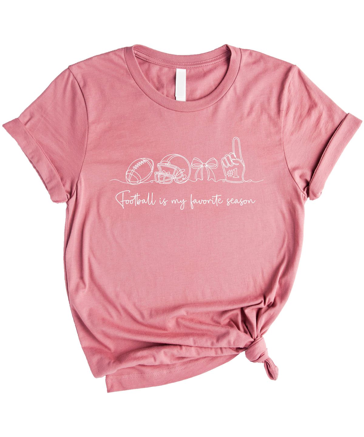 Football is My Favorite Season coquette bow game day tee, Mauve Shirt, view 4