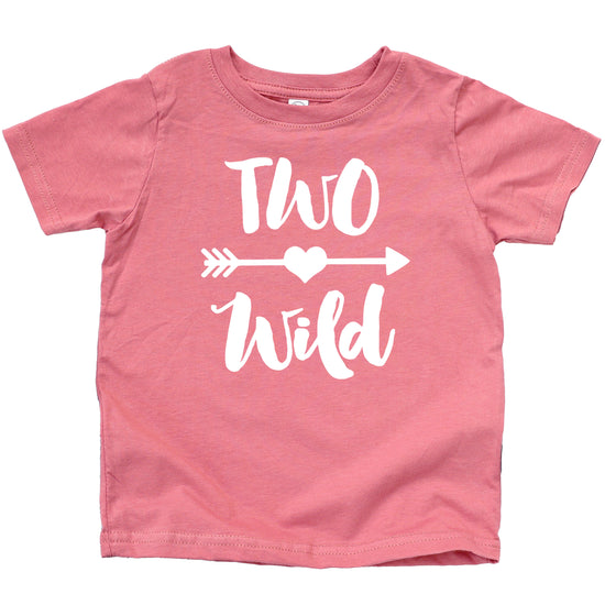Two Wild 2nd birthday toddler girls shirt, white on mauve, image 4