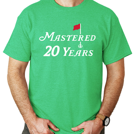 Mastered 20 Years golf 20th birthday shirt in Vintage Green, view 2