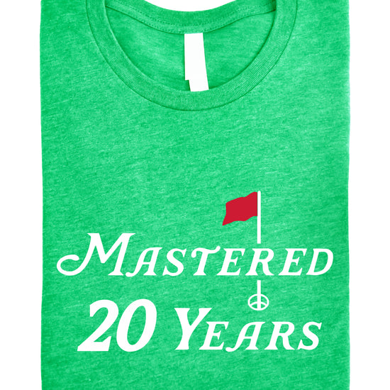 Mastered 20 Years golf 20th birthday shirt in Vintage Green, view 4