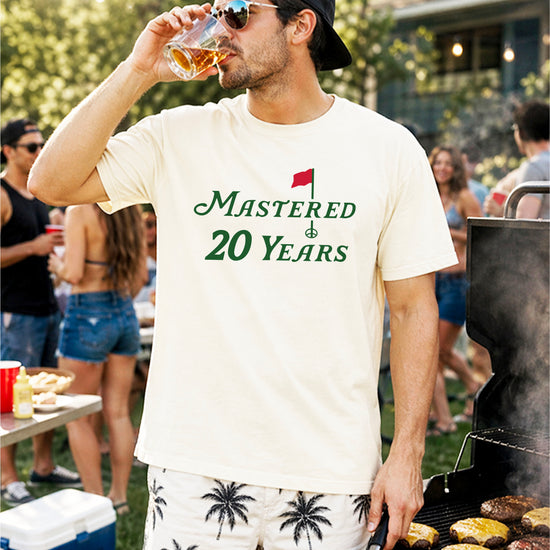 Mastered 20 Years golf 20th birthday shirt in Natural, view 2