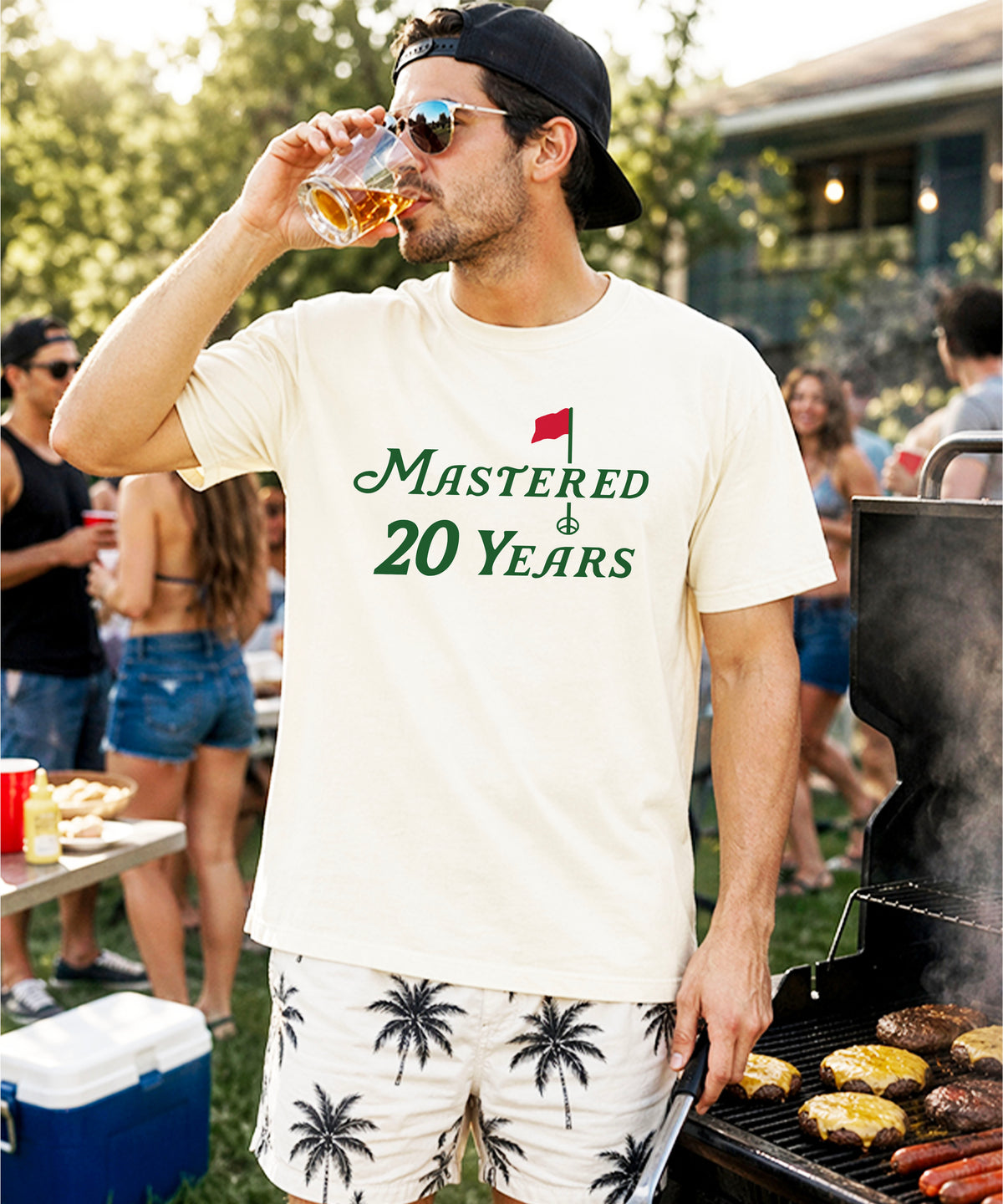 Mastered 20 Years golf 20th birthday shirt in Natural, view 2