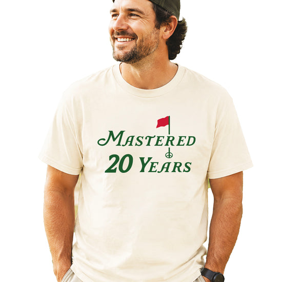 Mastered 20 Years golf 20th birthday shirt in Natural, view 4