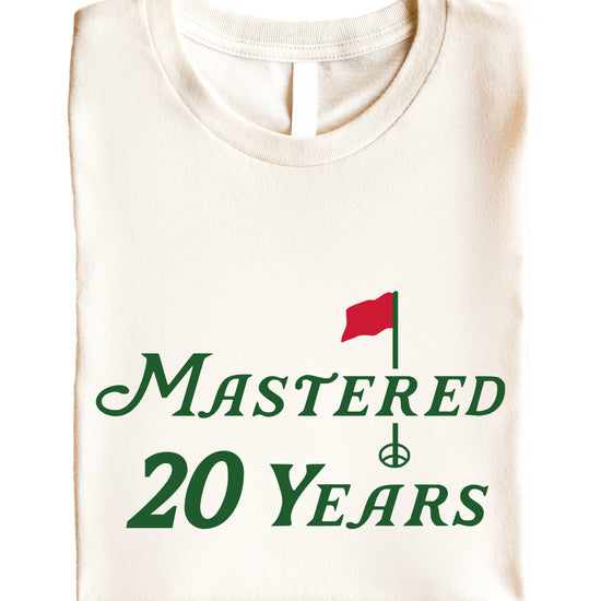 Mastered 20 Years golf 20th birthday shirt in Natural, view 5